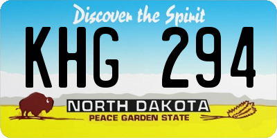 ND license plate KHG294