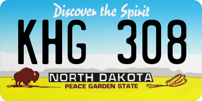ND license plate KHG308