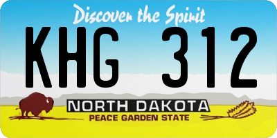 ND license plate KHG312