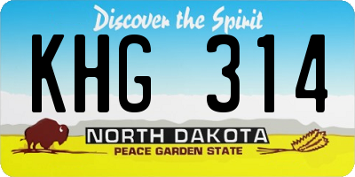 ND license plate KHG314