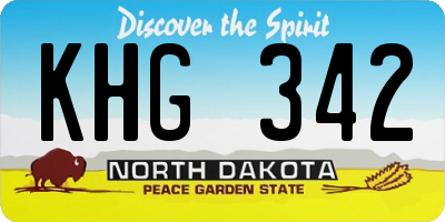 ND license plate KHG342
