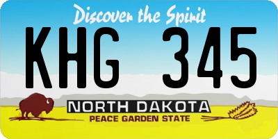 ND license plate KHG345
