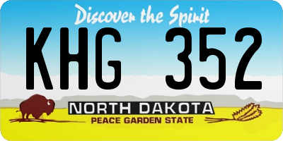 ND license plate KHG352