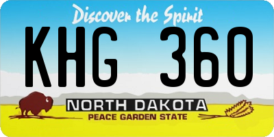 ND license plate KHG360