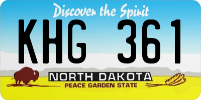 ND license plate KHG361