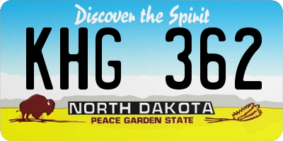 ND license plate KHG362