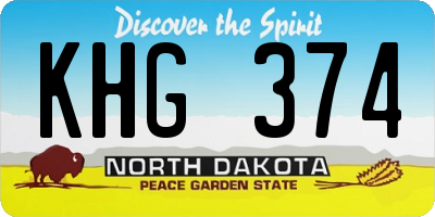 ND license plate KHG374