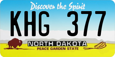 ND license plate KHG377