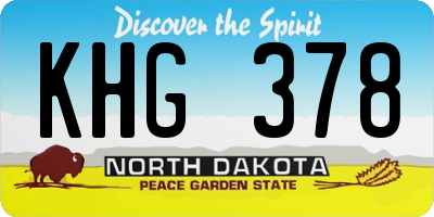 ND license plate KHG378