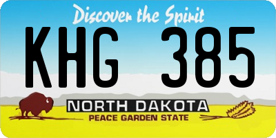 ND license plate KHG385