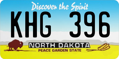 ND license plate KHG396