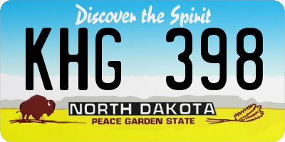 ND license plate KHG398
