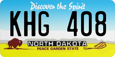 ND license plate KHG408