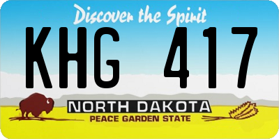 ND license plate KHG417