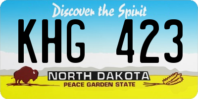 ND license plate KHG423