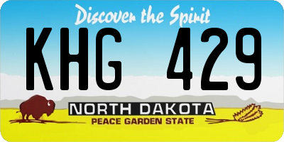 ND license plate KHG429
