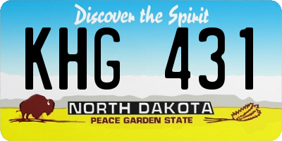 ND license plate KHG431