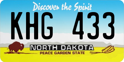 ND license plate KHG433