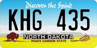 ND license plate KHG435