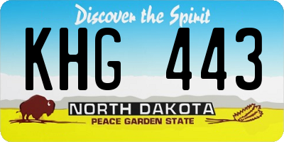 ND license plate KHG443