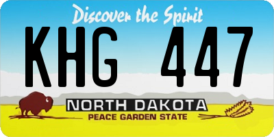 ND license plate KHG447