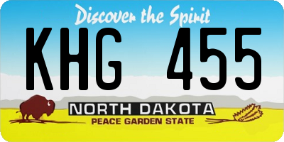ND license plate KHG455