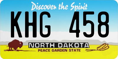 ND license plate KHG458