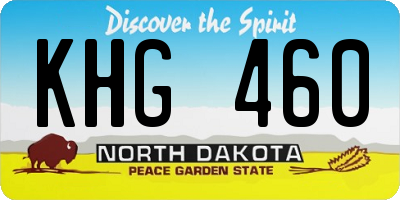 ND license plate KHG460