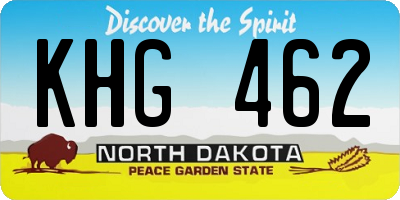 ND license plate KHG462