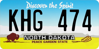 ND license plate KHG474