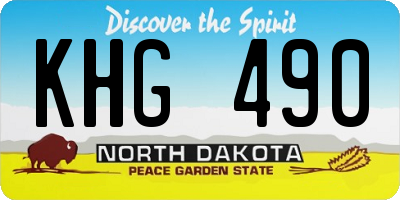 ND license plate KHG490