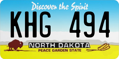 ND license plate KHG494