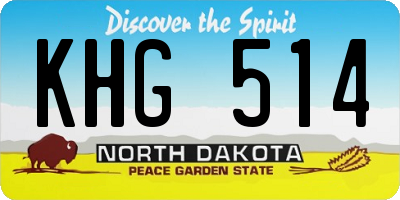 ND license plate KHG514