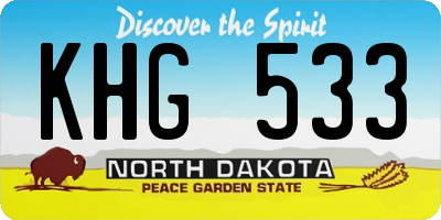 ND license plate KHG533