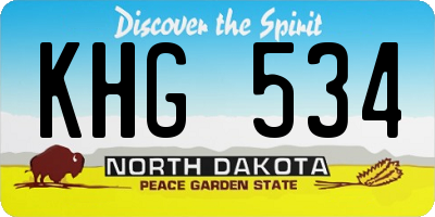 ND license plate KHG534