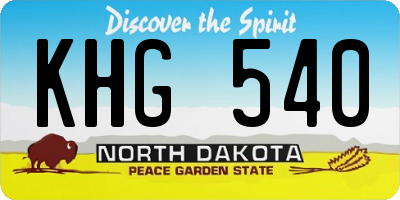 ND license plate KHG540