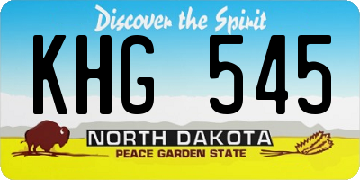 ND license plate KHG545