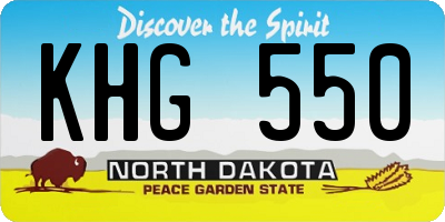 ND license plate KHG550