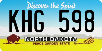 ND license plate KHG598
