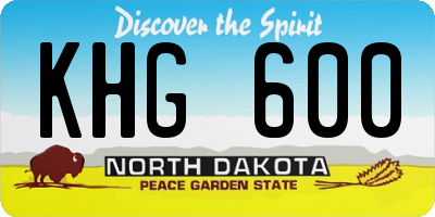ND license plate KHG600