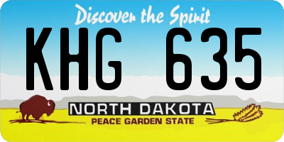 ND license plate KHG635