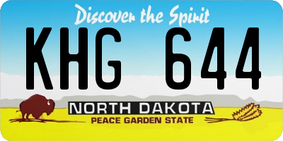 ND license plate KHG644