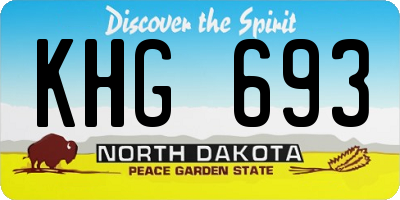 ND license plate KHG693
