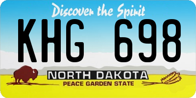 ND license plate KHG698