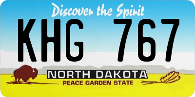 ND license plate KHG767