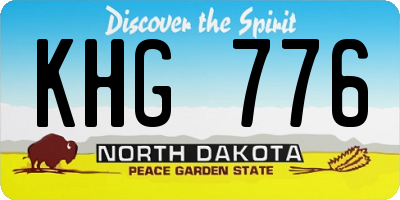 ND license plate KHG776
