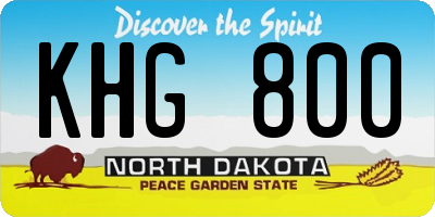 ND license plate KHG800