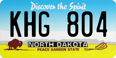 ND license plate KHG804