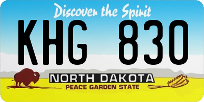 ND license plate KHG830