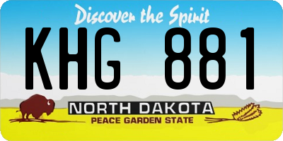 ND license plate KHG881